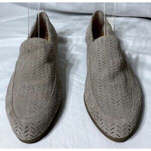 Lucky Brand Laser Cut Slip On Loafers Tan Suede Shoes Women's  6.5/37